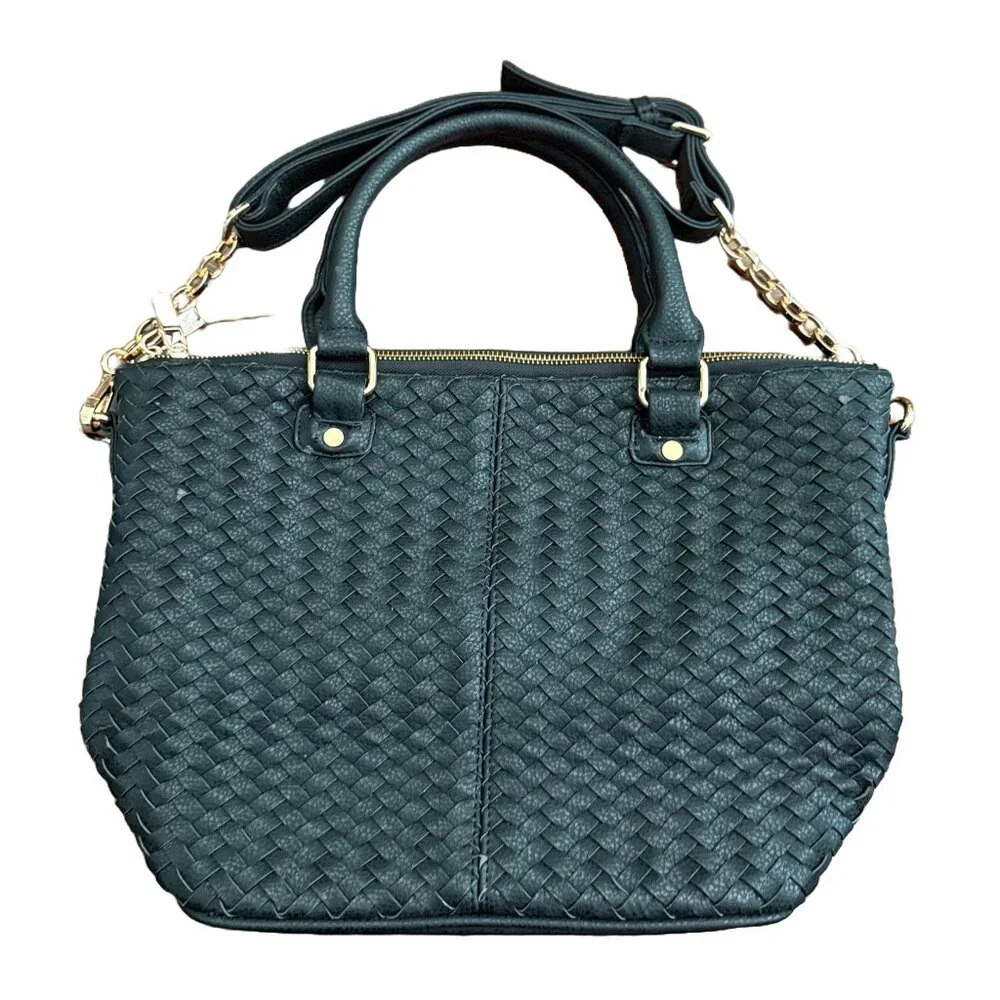 Deux Lux Varick Satchel Black Faux Leather Handbag